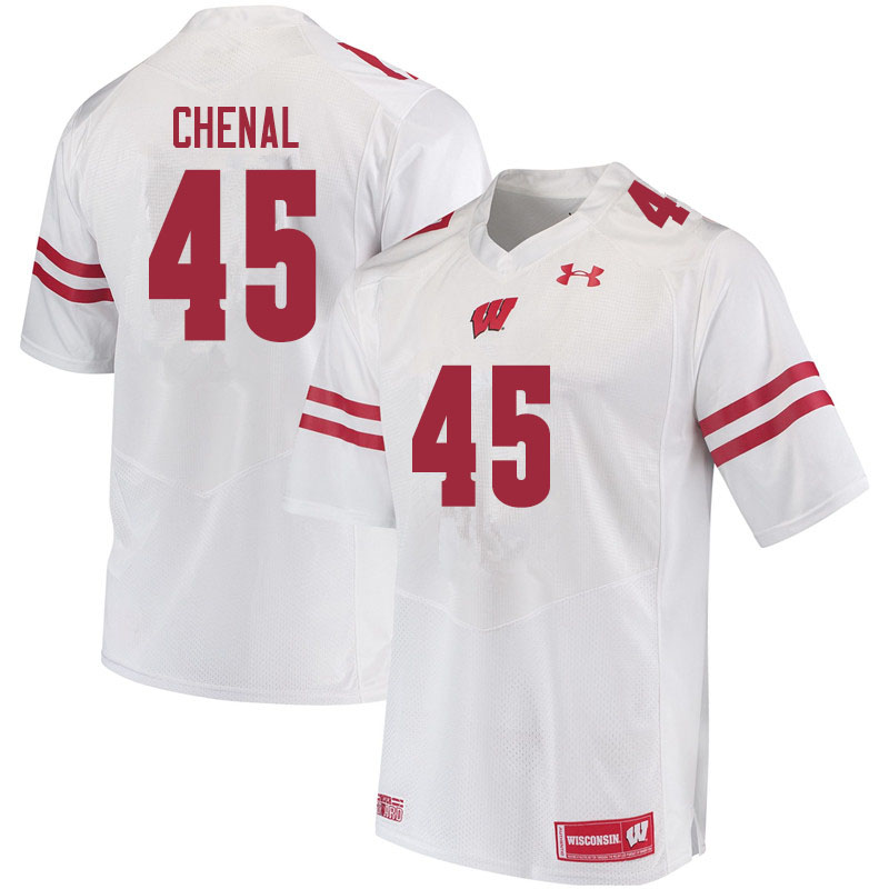 Men #45 Leo Chenal Wisconsin Badgers College Football Jerseys Sale-White